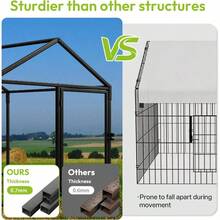 Metal Run 6-10 Chickens, 118*40*40 Small Metal Chicken Run Yard With Cover Portable Poultry Cage Hen House Outdoor Chicken Pens With Chicken Swing, Outdoor Duck Coop - 預設 - 查看 4