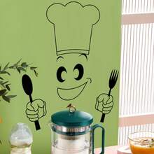1 pieza Pegatina de pared de PVC de 36*29cm para cocina, calcomanía de pared moderna de fácil instalación para cocina, restaurante, carnaval, Pascua, cumpleaños, graduación, decoración del hogar, regalo - A - Ver 5