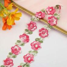 2 tamaños de cinta bordada de poliéster de colores mixtos, 2cm/0.78in de ancho, adorno decorativo de encaje para costura DIY - flores - Ver 17
