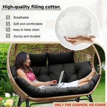 Waterproof Double Chair Cushion Thickened Removable Swing Hammock Cushion - 黑色 - 查看 2