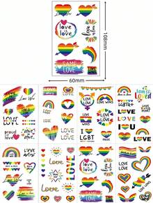 8 Sheets Pride Stickers Rainbow Tattoos Pride Body Stickers Cute Gay Pride Flag Rainbow Face Tattoo WaterProof Gay Stickers For Coachela Festival Halloween Beach Party Parade Accessories - Multicolor - View 4