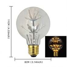 2个/套 LED烟花灯泡，G80 星光灯泡，220V-240V E27 灯座，2300K 暖白光，透明玻璃装饰照明灯泡，不可调光，适用于节日、婚礼、派对室内装饰，尺寸：3.14英寸 x 4.33英寸 - G80 Starry - 查看 9