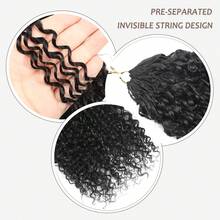 bling hair Kinky Curly Crochet Human Hair Knotless Pre-Separated Feather Human Crochet Hair Lightweight Reusable Remy Hair Extensions For Women Natural Black Color (Natural Black, 16 Inch(50g/Pack)) - Natural Black - View 5