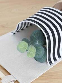 1 pieza Bolsa colgante de 3 bolsillos, organizador multiusos de unicolor y patchwork a rayas, organización y almacenamiento para el hogar, decoración de dormitorio/sala de estar - Multicolor - Ver 5
