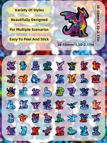 50张欧洲龙图案趣味精致卡通贴纸，自粘式，适用于滑板、手机壳、笔记本等，防水，霓虹贴纸 - A - 查看 8