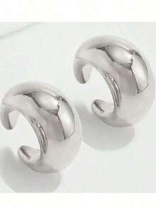 2 Pcs Golden Silver Color Metal Cuff Earrings Set For Women - Multicolor - View 4
