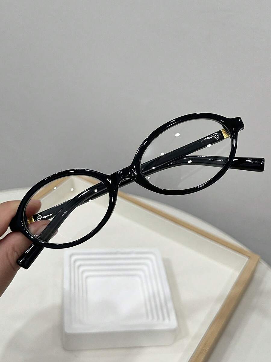 1 chiếc kính thời trang nữ dáng oval đen, kiểu dáng cổ điển, phù hợp để đeo hàng ngày và chụp ảnh đường phố. - 07222-Họa tiết da báo - Xem 1