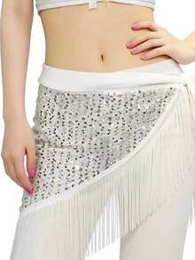 1pc Women's Sequin Fringe Belly Dance Hip Scarf - Shimmering Waist Wrap For Carnival, Jazz Dance, Festivals & Nightclubs Bohemian Retro Beach Party Costume Accessory,Beach Accessories For Women - Multicolor - View 9