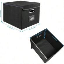 Portable File Organizer Box With Lids, Collapsible Linen Hanging Filing Storage Boxes With Plastic Slide, Decorative Home/Office Filling System File And Folders Storage BK, 2p, L - 2P + Black - View 6