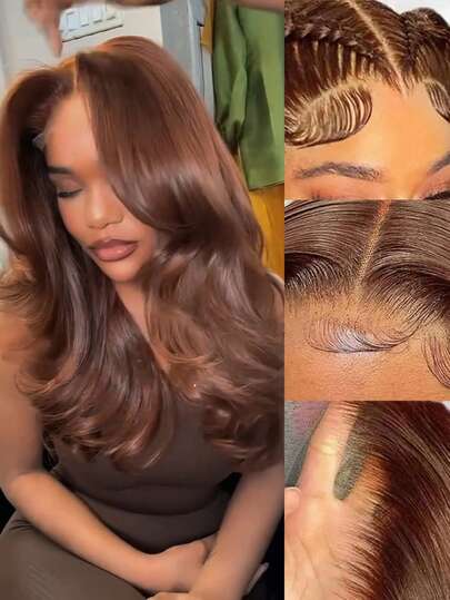 CEXXY 13x6 Chocolate Brown Body Wave Wig Human Hair HD Lace Front Wigs Human Hair Pre Plucked Wig Human Hair 13x6 Frontal Lace Wigs 200% Density Virgin Glueless Wigs For Women 30 Inch Beginner Friendly For Sports, Vacation, Halloween, Christmas, Festivals, Proms, Outdoor, Cosplay, Campus, School, Beach, Wedding, Camping, Holiday, Summer Outfits, Charming, Elegant, Casual,  For Daily Use