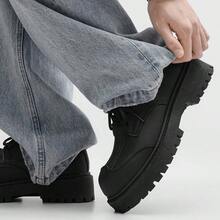 Giày Derby đế dày cho nam, giày tây đế dày kiểu retro thường ngày, giày đen dáng rộng phong cách Anh, giày mùa xuân. - màu đen - Xem 4