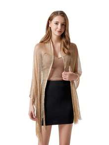 时尚涤纶网眼围巾，带流苏边，夏季 - 彩色 - 查看 3