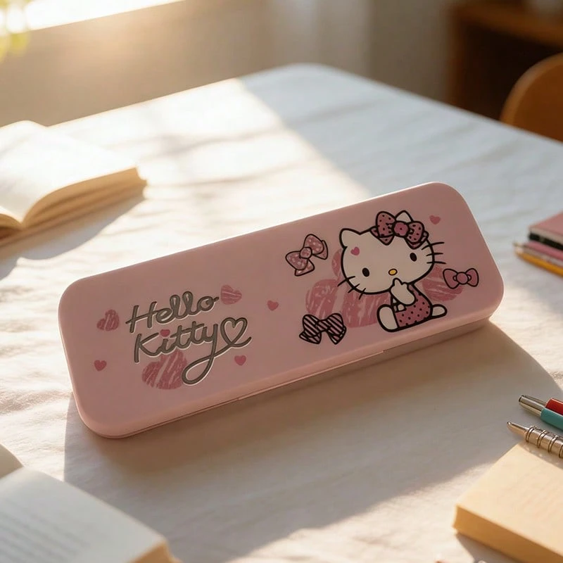 Miniso 一套5支Hello Kitty化妆刷，设计可爱甜美，配有收纳盒，卡通联名款，防滑手柄，柔软且吸粉力强，适合初学者和专业化妆师使用，可用于散粉/眼影/遮瑕膏，是送礼佳品。 - 彩色 - 查看 1