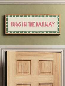 1pc Frameless Corridor Hug Pattern Wide Banner Entrance Wall Art Canvas Poster Print, Suitable For Living Room, Bedroom, Dormitory Decor - Font - View 2