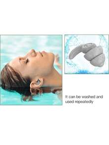2pcs Set Simple White Waterproof Silicone Ear Plugs, Soft Comfortable Noise Isolating Ear Protection For Sleeping, Swimming, Diving, Surfing, Practical Gift For Mother's Day And Graduation - Beraneka warna - View 2