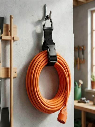 3pcs Adjustable Garden Hose Clips, Thick Cable Organizer Straps, Garage & Workbench Hanging Storage Hooks, Reusable Wire Management Ties