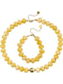 2 piezas de collares gruesos y coloridos para mujer, collares con cuentas de resina cuadradas grandes multicolor, collares gruesos y bohemios - Multicolor - Ver 16