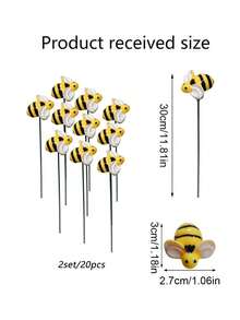 10Pcs Bee Garden Stakes Decor Metal Yard Art Ornaments Front Yard Art Stick Floral Picks Spring Summer Resin Bumble Bees Garden Stakes Outdoor Lawn Pathway Patio Plant Pot, Flower Bed Yellow Garden Stuff Graduation - Little Bee - View 8