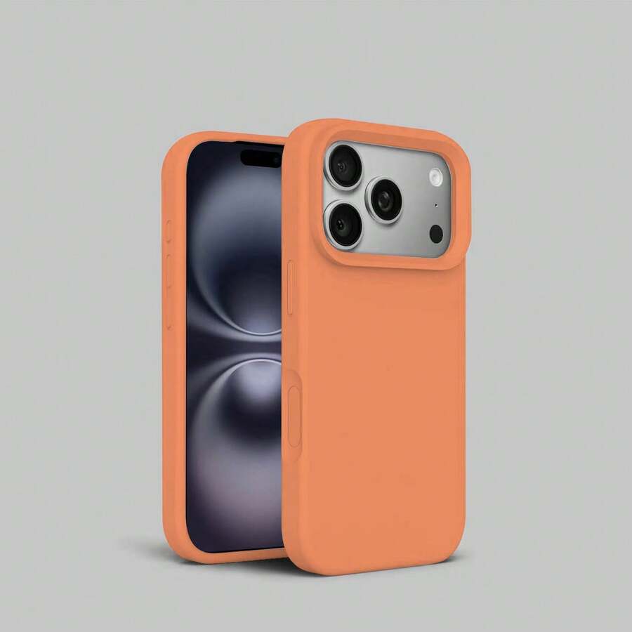 1 ốp lưng silicon lỏng tối giản, tương thích với iPhone 17 Air, 16, 14, 13, 12, 15, 11Pro Max Plus/7g/8plus/XS MAX/XR, có lớp nhung bảo vệ ống kính, món quà lý tưởng dành cho phụ nữ. - Màu Cam cháy - Xem 1