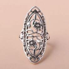 1pc Elegant Flower Design Alloy Adjustable Ring For Women, Fashionable Party Jewelry, Ideal Gift For Wedding & Anniversary, Stackable Comfort Fit Ring - 銀色 - 查看 12