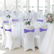10pcs Elastic Chair Bows With Round Buckle Sliders, Spandex Chair Sashes For Graduation, Prom, Wedding, Party Decoration - Mauve Purple - View 2