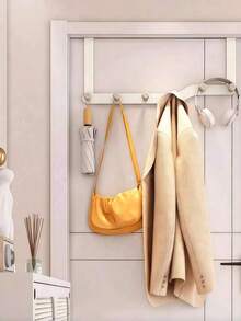 1pc Door Hook, Wall Mounted Hanger For Wardrobe, Bathroom, Suitable For Hanging Various Items Like Clothes, Hats On Door, Bedroom, Living Room, Kitchen - Beige - View 9