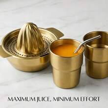 MiLaiWP 1pc Gold Stainless Steel Manual Juicer, Handheld Fruit Lemon Orange Juice Extractor, Compact Portable Design - Gold - View 6