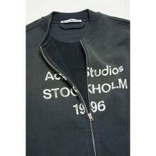 Acne Studios Men's Stockholm 1996 Logo Zip Up Bomber Sweatshirt | Casual Streetwear Daily Wear - màu đen - Xem 2