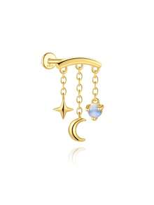 1 đôi bông tai bạc 925 mạ vàng 18K kiểu càng cua, thích hợp cho xỏ khuyên xương tai/sụn tai/xoắn tai, trang sức không gây dị ứng dành cho nữ và bé gái, thích hợp đeo hàng ngày, dự đám cưới, tiệc tùng, lễ đính hôn. - Nhiều màu - Xem 14