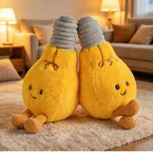 Fun And Cute Realistic Light Bulb Plush Doll, Soft Sofa Throw Pillow, Creative Bedroom Decor Doll Gift, Lifelike Design With Exquisite Details, Cute And Adorable Small Feet, Soft And Comfortable, Smooth Fabric, Soft Touch, Good Resilience, Filled With Fluff, Full Of Ritual, Birthday Gift For Friends - Multicolor - View 3