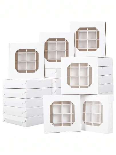 10/20pcs Elegant Chocolate Candy Box With Transparent Window - Size: 3.5x15x15cm, 16 Compartments - Suitable For Birthday, Wedding And Other Occasions!