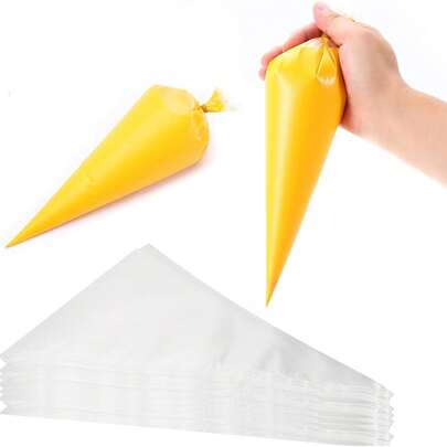 50/100 túi bắt kem trong suốt, có thể tái sử dụng, túi bắt kem trang trí bánh dùng một lần. Thích hợp để tự trang trí bánh, macaron, bánh quy, bánh ngọt và nhiều hơn nữa. Lý tưởng để trang trí bánh, cupcake, kem phủ, bánh quy và kẹo.