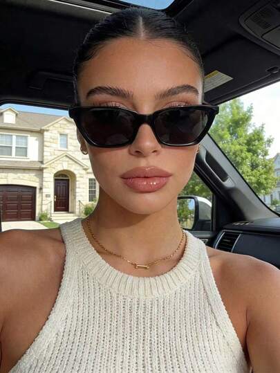 1pc Vintage Cat Eye Small Frame Black Fashion , Plastic Casual Decorative Daily Wear For Women