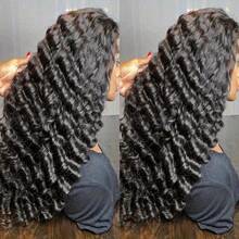 18 Inch Deep Wave Bob Wig Human Hair 200% Density 13x4 HD Lace Closure Wigs Human Hair Bob Wigs For  Women 13x6 Transparent Lace Curly Wig 1B Color - SNatural - 查看 1