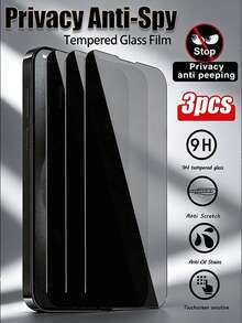 MSRI 3pcs/Pack Privacy Anti-Peeping Tempered Glass Screen Protector, 9H Anti-Peeping Tempered Glass Film, Scratch-Resistant, Durable, Waterproof, Anti-Fingerprint, Anti-Drop, Anti-Scratch, Compatible With Phone Cases, Effectively Protects Screen Privacy In Public Places. Compatible With IPhone17e/IPhone17 Pro Max/17 Pro/17Air/17/16 Pro Max/16 Pro/16 Plus/16/15 Pro Max/15 Pro/15 Plus/15/14/13/12 And Other Models. - Black - View 16