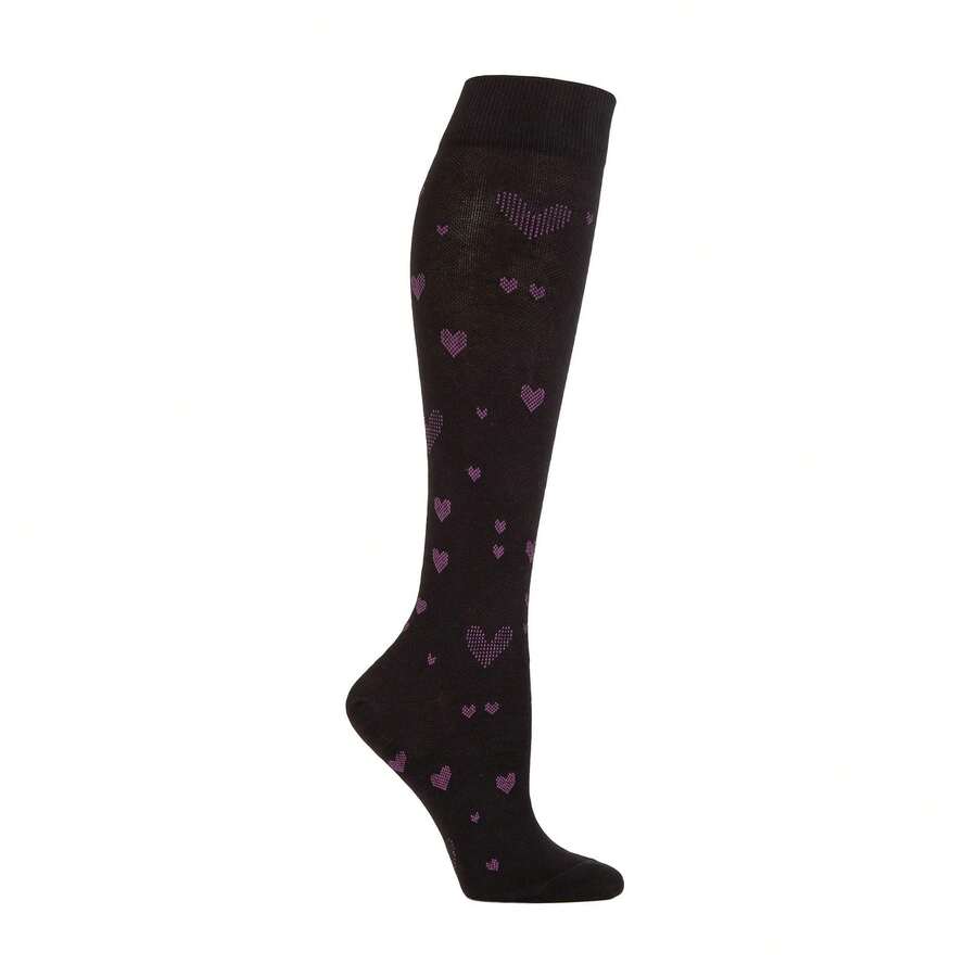 IOMI - Ladies 18 MmHg Graduated Compression Travel Flight Socks For DVT - Black (Hearts) - View 1