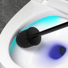 1 pieza Soporte de pared de aluminio para cepillo de baño, estante de almacenamiento duradero para cepillo de limpieza de baño, sin necesidad de electricidad - Cepillo para el inodoro - Ver 8