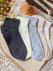5 đôi tất mỏng thời trang họa tiết bướm và hoa mới cho mùa xuân/hè dành cho nữ. - Nhiều màu - Xem 2