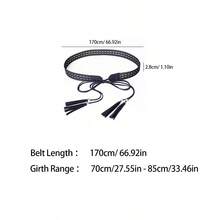 1 chiếc dây thắt lưng dài màu nâu khoét lỗ dành cho nữ - Màu be - Xem 7