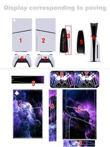 6pcs Purple Cloud Pattern P5 Slim Game Console Stickers, Dust-Proof And Wear-Resistant - View 5