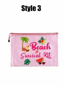 1pc Stylish Waterproof Pvc Beach Bag With Summer Beach-Themed Print - Available In 3 Styles, A4 Size, Transparent Cosmetic Pouch With Nylon Zipper,Lightweight, Durable,Water Proof, Perfect For Men, Women & Youngsters, Beach Bag Accessories, Ideal For Swimming, Diving & Summer Vacations ,Women's And Girls' Gifts, Mother's Day Gift, Valentine's Day Gift - Multicolor - View 11
