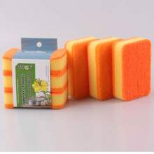 OKS 3PCS Double Sided Kitchen Sponge Scrubber, Random Color Heavy Duty Non-Scratch Cleaning Pads, Multipurpose Dishwashing Sponges For Pots, Pans, Sinks & Household Cleaning - OKS-5953 - View 2