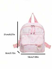 1pc Zipper Closure Small Backpack With Cute And Sweet Cartoon Bow And Strawberry Print Pattern, Suitable For Any Occasion Lightweight Travel Backpack, Comfortable And Adjustable Shoulder Straps, Meet Basic Storage Needs, Suitable For Outdoor, Play, Commuting, School, Outdoor Photo Taking, It Is An Ideal Gift Choice, Hot Selling - Multicolor - View 8
