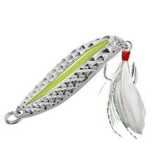 1 mồi câu cá hình thìa xoay phát sáng bằng kim loại, 5-20g, mồi câu cá đêm có kim tuyến, kèm ba lưỡi câu và lông vũ. - Nhiều màu - Xem 9