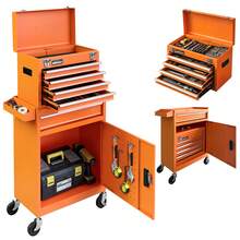 Professional Grade Heavy Duty Steel 2-In-1 Detachable Tool Chest, Large Capacity 5 Drawers Rolling Tool Storage With Smooth Glide Drawers, Easy-Grip Lid Lock & 360° Swivel Wheels, User-Friendly Organizer For Home, Garage & Workshop, Orange - Orange 5Tier Detachable Rolling Tool Chest - View 3
