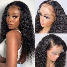 18 Inch Deep Wave Bob Wig Human Hair 200% Density 13x4 HD Lace Closure Wigs Human Hair Bob Wigs For  Women 13x6 Transparent Lace Curly Wig 1B Color - SNatural - 查看 5
