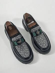 Giày Derby đế dày dành cho nam, giày đế cao kiểu đôi đính đá lấp lánh, giày lười casual với đế nhẹ và thoải mái, phù hợp cho đám cưới, tiệc chiêu đãi, dạ hội, các buổi tiệc và những dịp trang trọng. - màu đen - Xem 1
