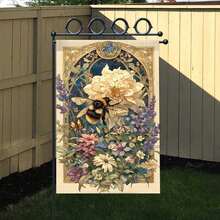 2D-Flat Print Garden Flag, Floral Wreath Print, Home Decor, 30x45cm, Flagpole Not Included - 30x45cm - 查看 6