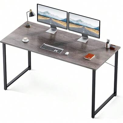 55 Inch Computer Desk, Modern Simple Style Desk For Home Office, Study Student Writing Desk,Grey Oak