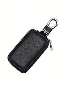 Una funda de cuero para llaves de coche con llavero, con un compartimento con cremallera para guardar las llaves. Compatible con controles remotos de automóviles. Diseño universal adecuado para la mayoría de los modelos de vehículos. Apto para hombres y mujeres. Accesorio de almacenamiento de llaves resistente a los arañazos. - Multicolor - Ver 10